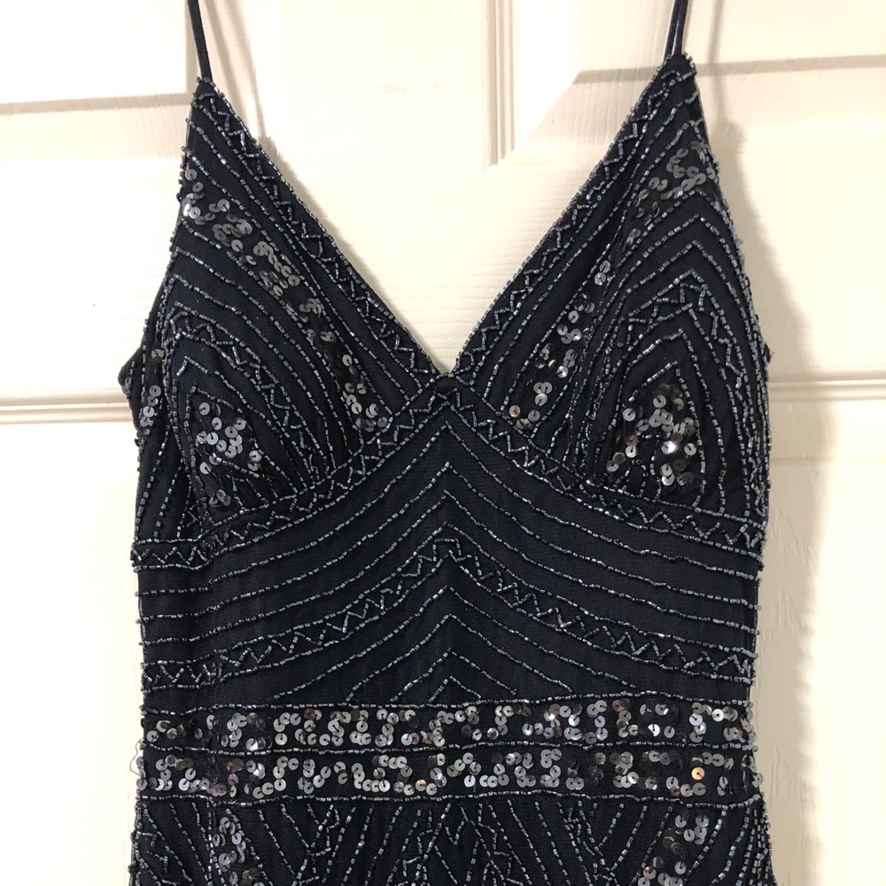 Navy Blue Sequined Gown/Dress